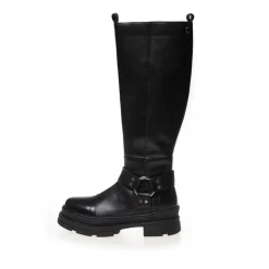 Dame Følg Og Rock Lange Støvler 0001 Black