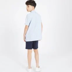 Drenge Lomous skjorte og chino shorts sæt blå og hvid stribet/​navy Blue & White Stripe /​ Navy