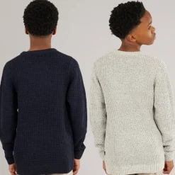 Drenge To Pak Strik Crew Neck Jumpere Moonbean /​ Sky Captain