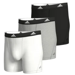 Herre Active Flex Bomuld Tre Pak Boksershorts Sort/​Hvid/​Grå