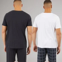 Herre Carson To Pak T-shirts Og Shorts Loungewear Sæt Navy/​Hvid