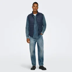 Herre Edge Lige Jeans Medium Blue Denim