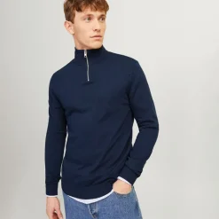 Herre Emil Strik 1/​2 Zip Jumper Navy