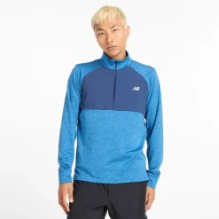 Herre Essential Heat Grid 1/​2 Zip Løbeoverdel Heron Blå