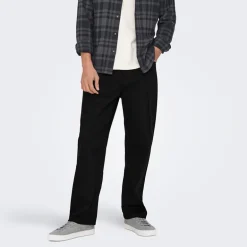 Herre Fade Løse Jeans Black Denim