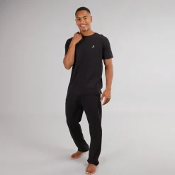 Herre Robbert T-shirt Og Lounge Bukser Sæt Sort