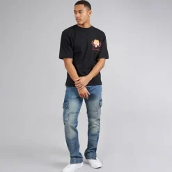 Herre Station Løs Pasform Cargo Jeans Mid Blue
