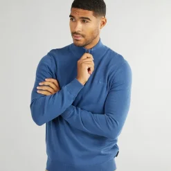 Herre 1/​4 Zip Funnel Neck Trøje Riviera Blå