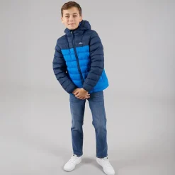 Junior Drenge Oskar Vatteret Hættejakke Navy /​ Blå