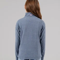 Junior Piger Meadows Halv Lynlås Fleece Navy /​ Pink Logo