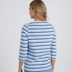 Langærmet T-shirt til kvinder Auborn Hvid/​Lys støvet Rosa/​Grøn/​Blå/​Marineblå Stribet
