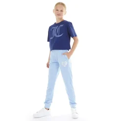 Piger T-shirt i Blå med Ternet Mønster
